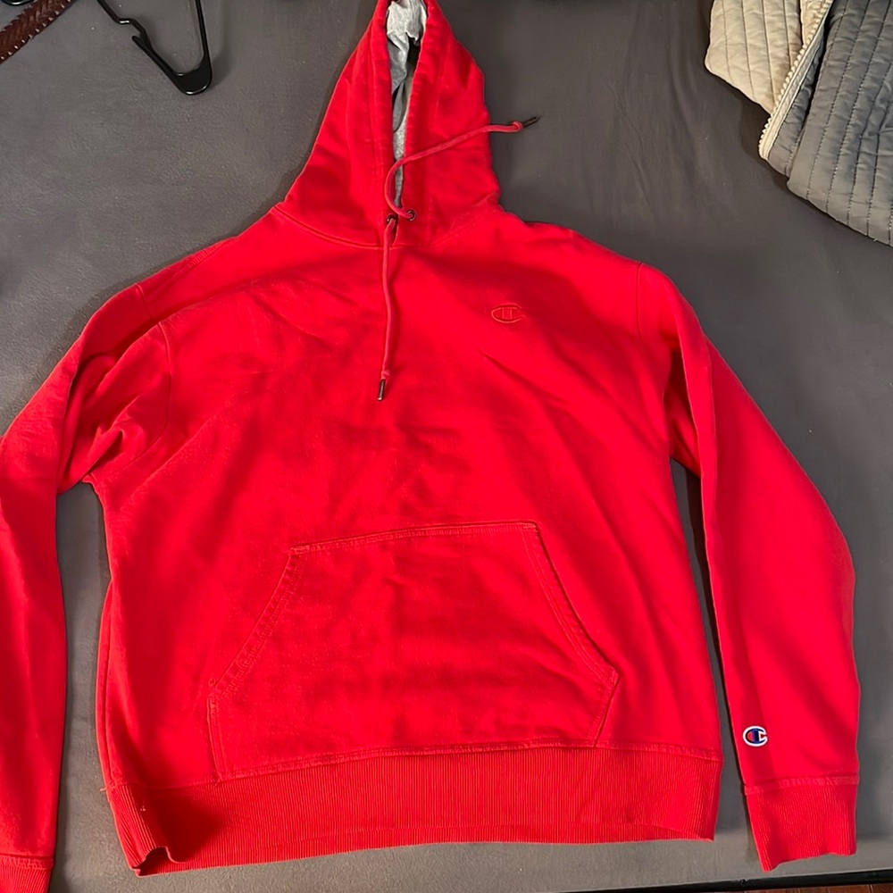 Red Champion hoodie Large